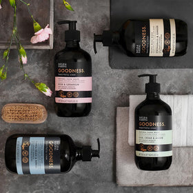 baylis & harding recyclable bottles and refill pack promoting sustainable use
