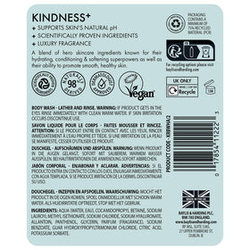 Baylis & Harding biodegradability and vegan badge close-up highlighting ethical benefit