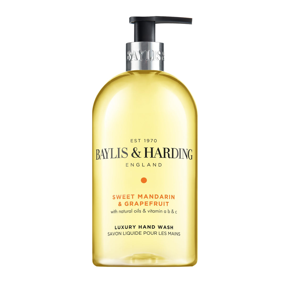 Baylis & Harding pump close-up for easy, mess-free dispensing