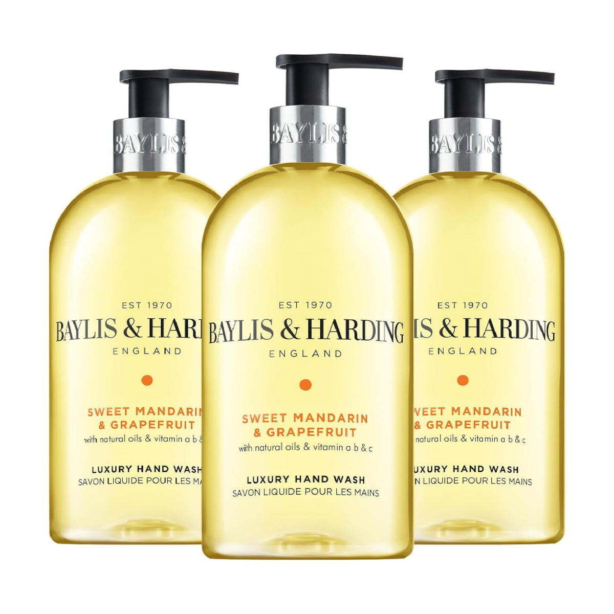 Baylis & Harding front bottle showing label and scent benefits