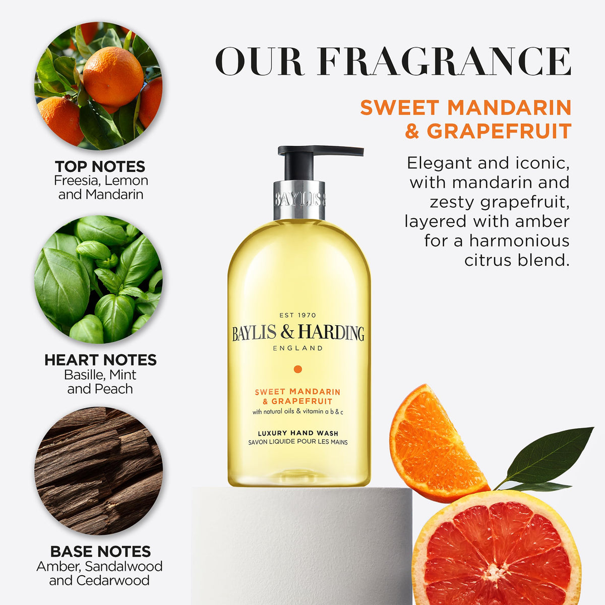Baylis & Harding lather on hands demonstrating gentle cleansing