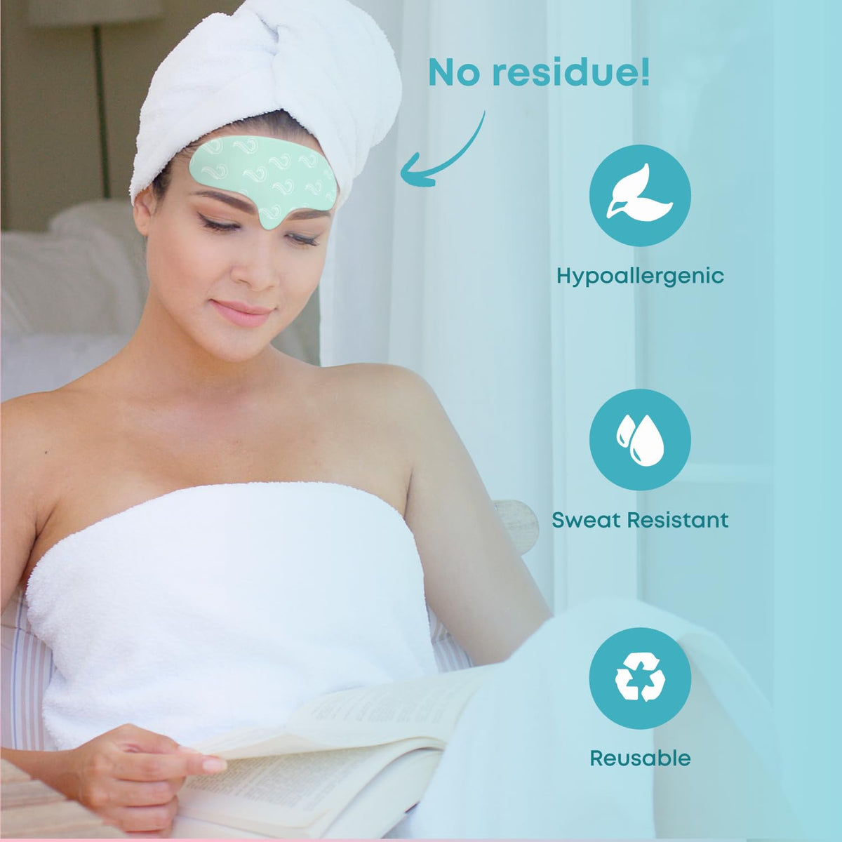 bayside patch applied on forehead demonstrating smoothing benefit during sleep