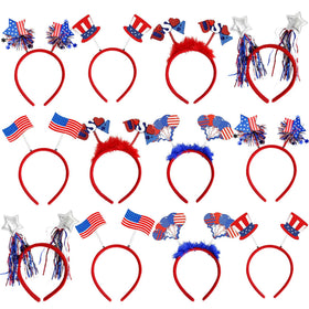 BBPOOL front-packaging showing all twelve patriotic headbands, easy party supply