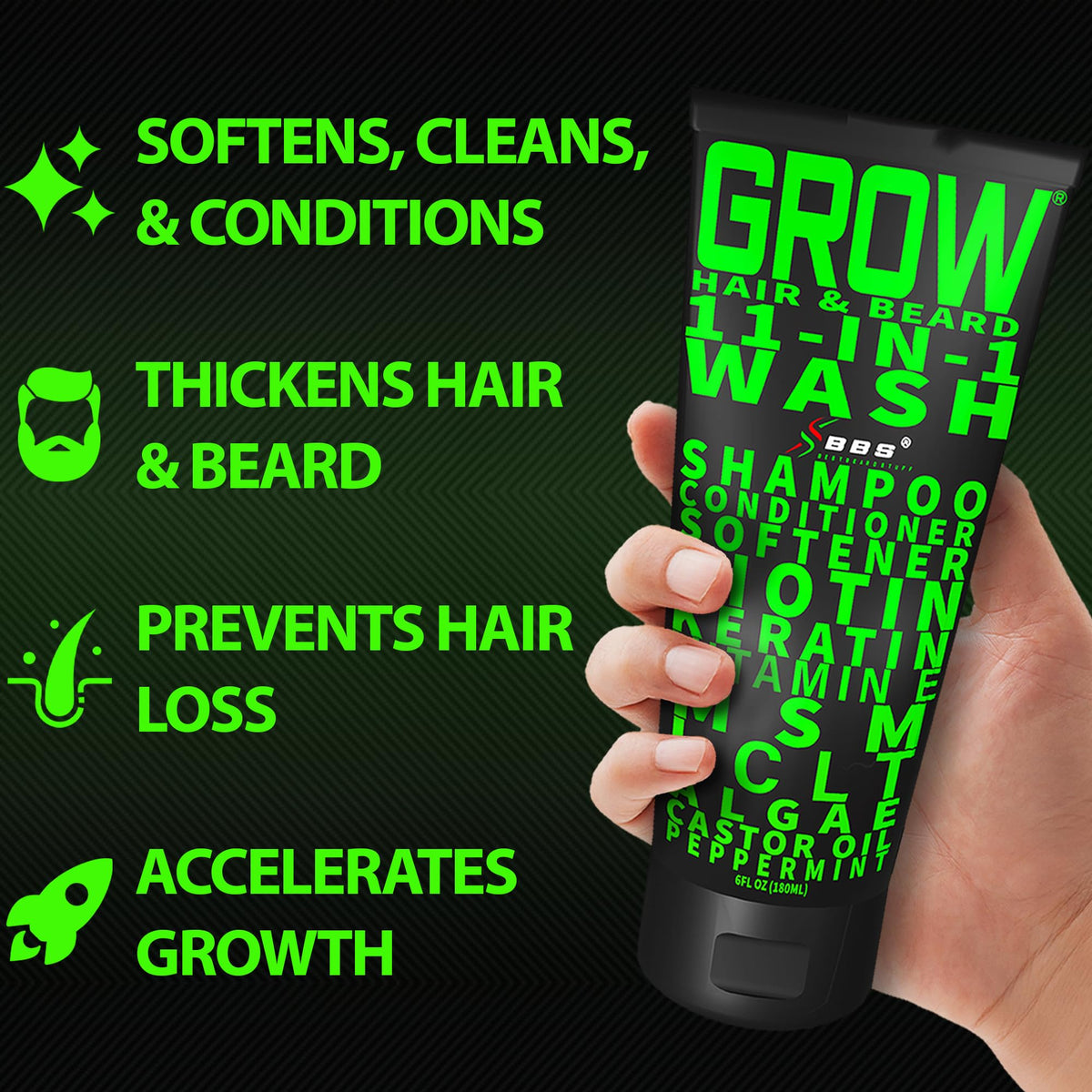 BBS BEST BEARD STUFF pump detail for easy dispensing and controlled use