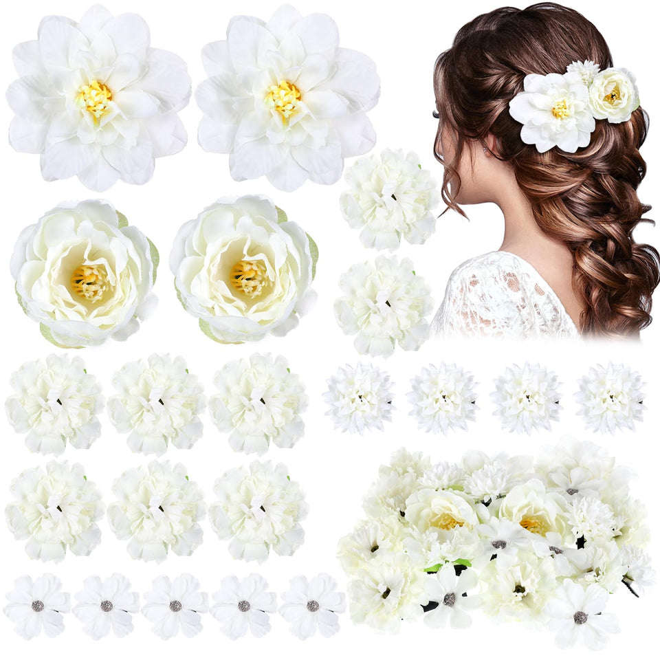 BBTO front packaging displaying 21 white rose hair clips, easy selection benefit