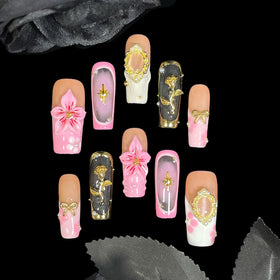 BByogooz close-up of handcrafted 3D pink floral detail highlighting texture