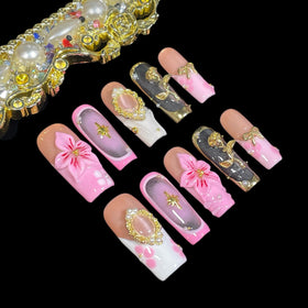 BByogooz gold rose embellishment photographed to show metallic shine