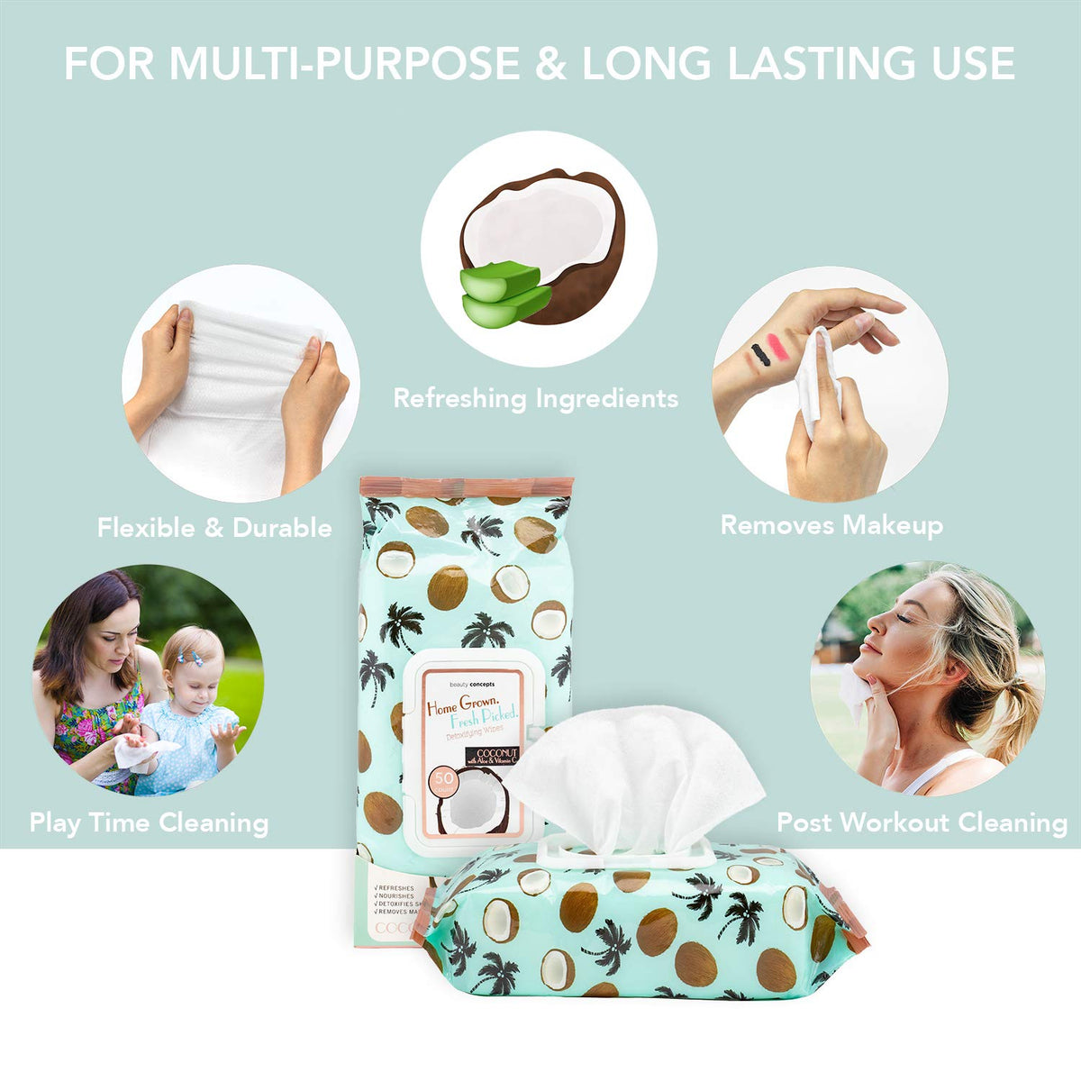 B.C. Beauty Concepts close-up of wipe texture highlighting soft fabric and gentle cleansing action