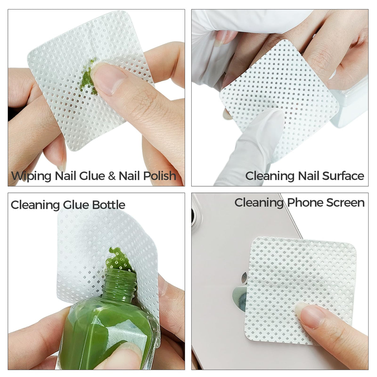 Bcowos plastic case open, dispensing one lint-free wipe for hygiene