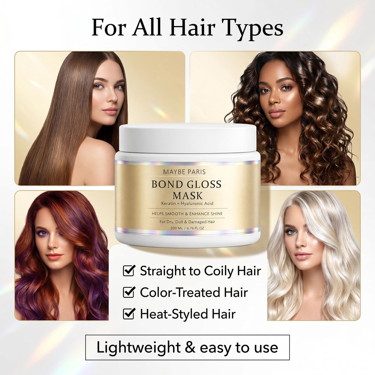 BCYXLR hair before and after image showing smoother, shinier-looking results after use
