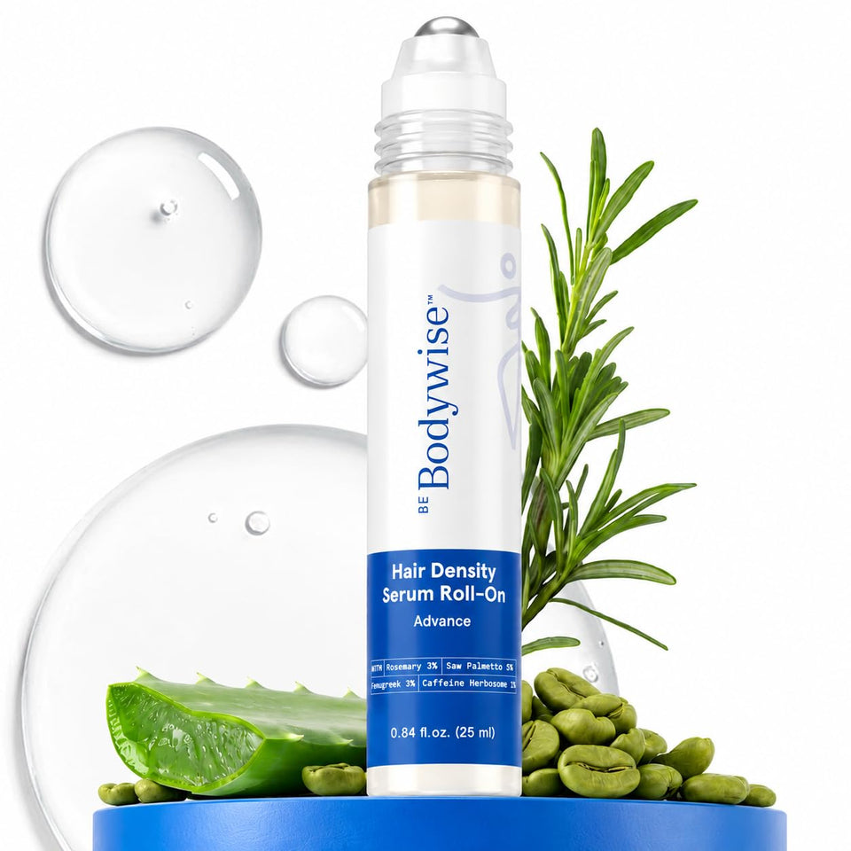 Be Bodywise roll-on front view showing bottle and branding, highlighting easy targeted use