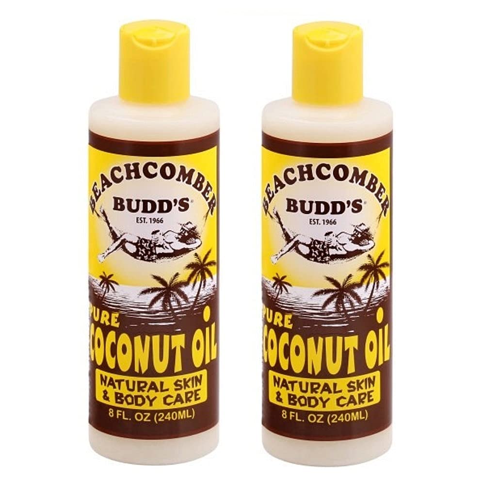 Beachcomber Budd's bottle front view showing label and coconut scent benefit