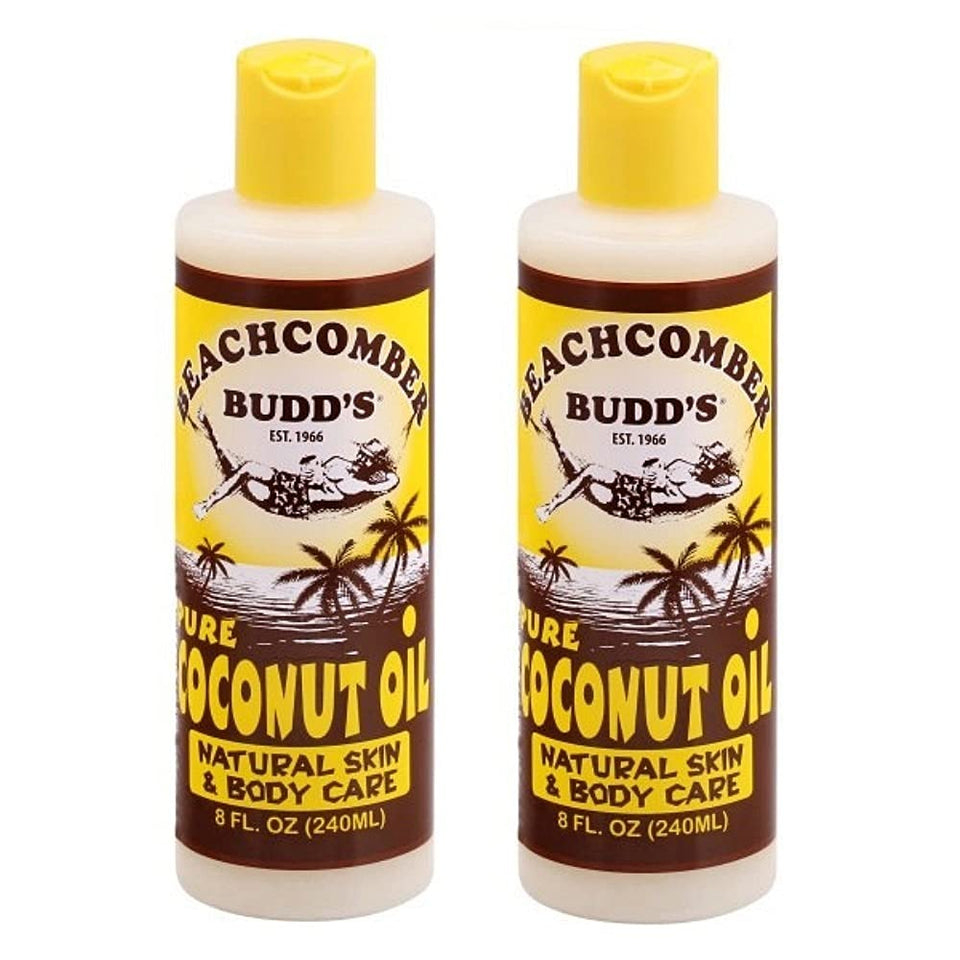 Beachcomber Budd's bottle front view showing label and coconut scent benefit