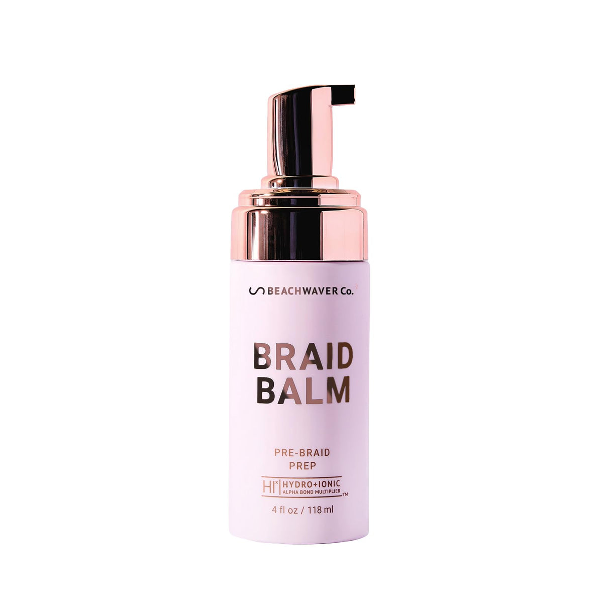 Beachwaver braid balm front packaging showing lightweight foam primer benefit