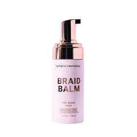Beachwaver braid balm front packaging showing lightweight foam primer benefit