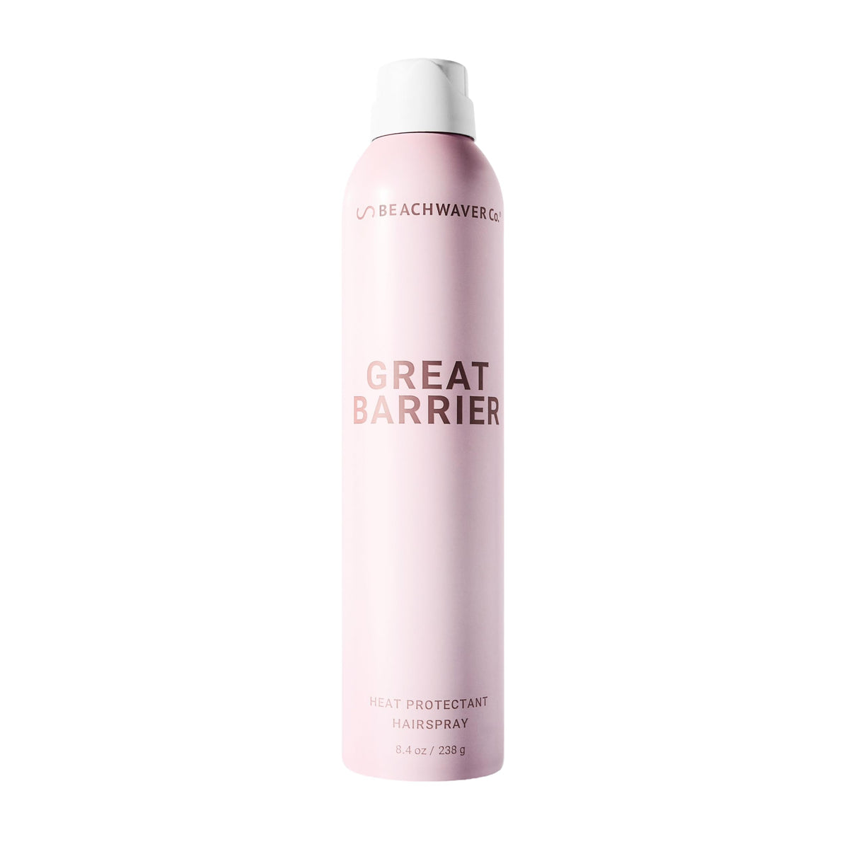 Beachwaver bottle front view showing label and size, promotes easy styling