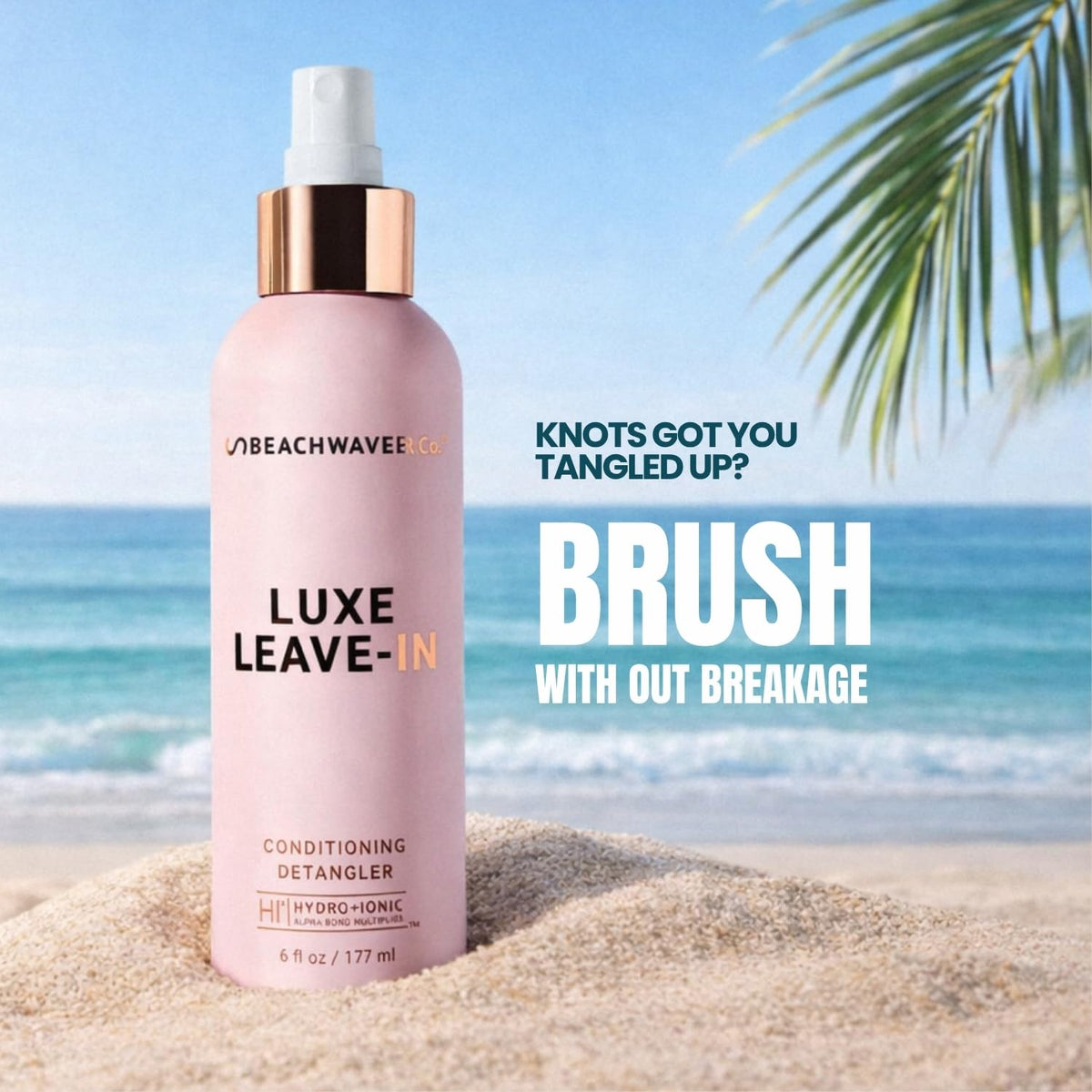 Beachwaver spray nozzle action dispersing a fine mist for quick detangling benefit