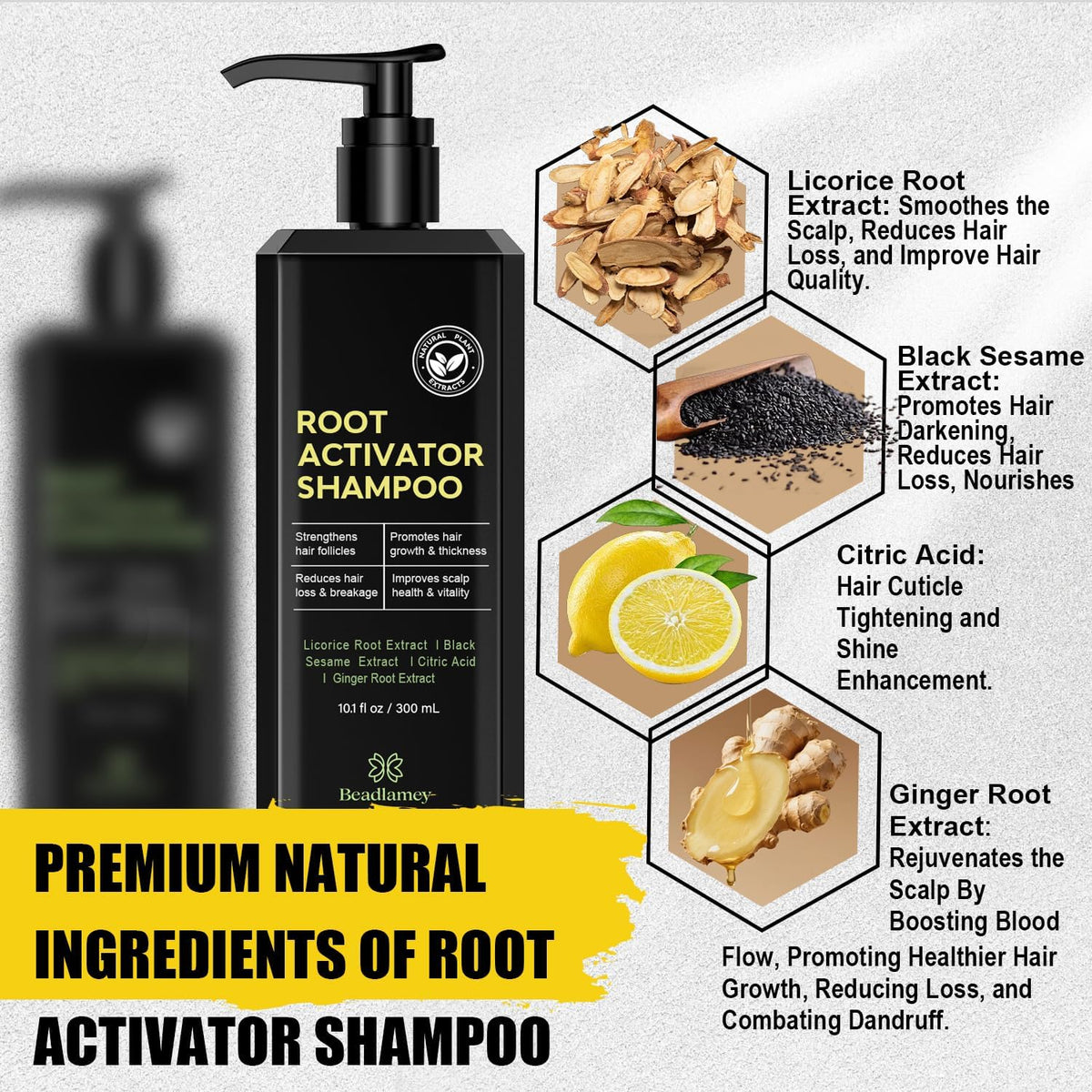 Beadlamey conditioner bottle side label highlighting usage benefits