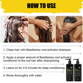 Beadlamey in-shower use on man demonstrating improved manageability