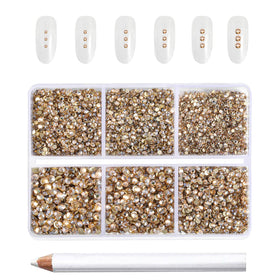 BEADSLAND compartment box open showing sorted gold rhinestones for easy access