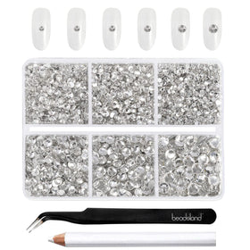BEADSLAND organizer box with six size compartments and clear lid for tidy storage