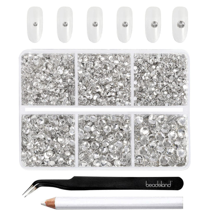 BEADSLAND organizer box with six size compartments and clear lid for tidy storage