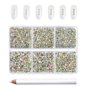 BEADSLAND front packaging showing 7200 AB rhinestones and wax pencil, clear organization benefit