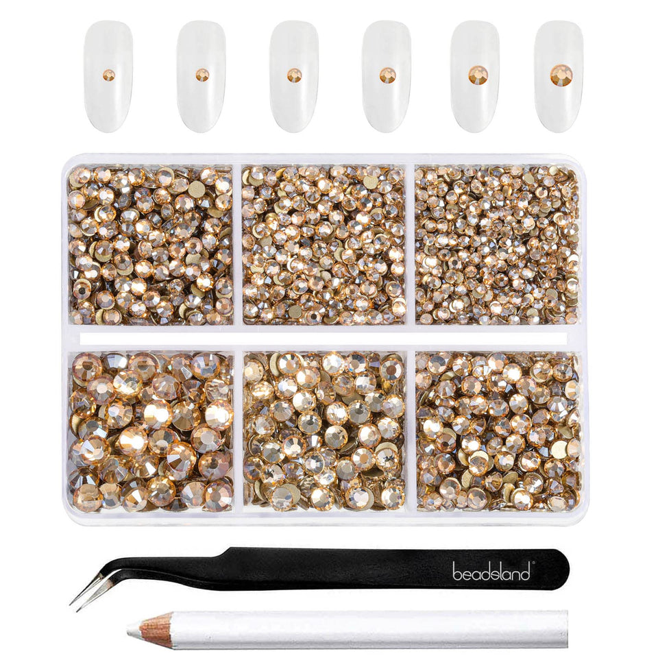BEADSLAND front packaging showing organized compartments and gold rhinestones, easy storage