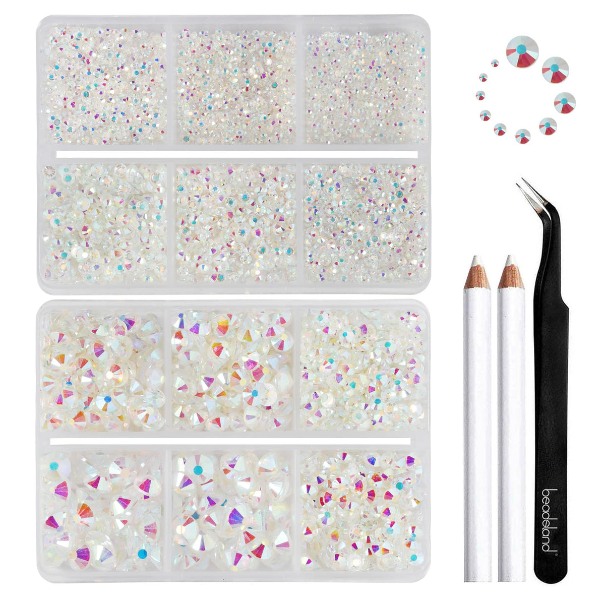 BEADSLAND front packaging showing organized two-box set and quantity, clear storage