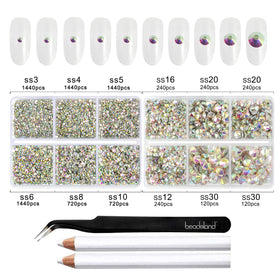 BEADSLAND rhinestones in use on nail art with wax pencil demonstrating easy precise placement