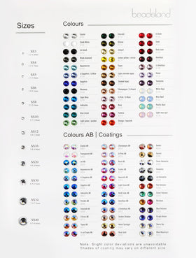 BEADSLAND sample card front view showing 71 colors and coatings for quick selection