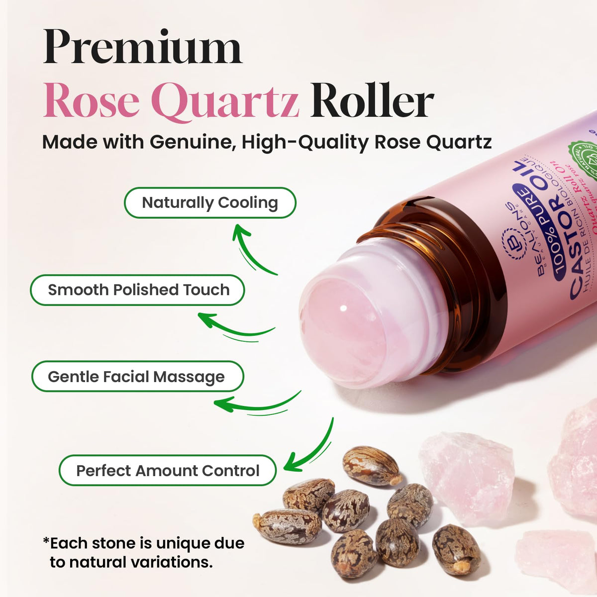 Bealions castor oil texture on fingertip, pure cold-pressed oil for nourishing skin