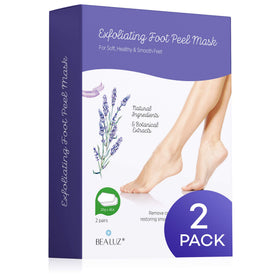 BEALUZ booties front packaging showing two pairs and lavender scent benefits