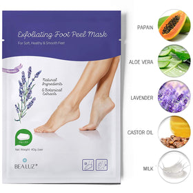 BEALUZ booties in use on feet demonstrating easy at-home application