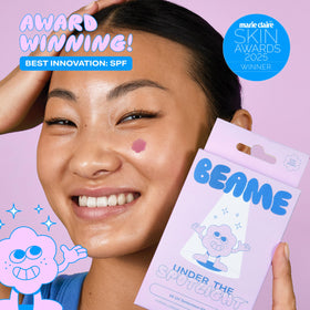 BEAME close-up sticker texture showing water-resistant surface and durability
