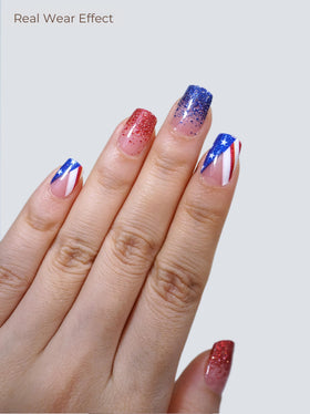 Beaolata applied on hands at parade showing easy festive manicure