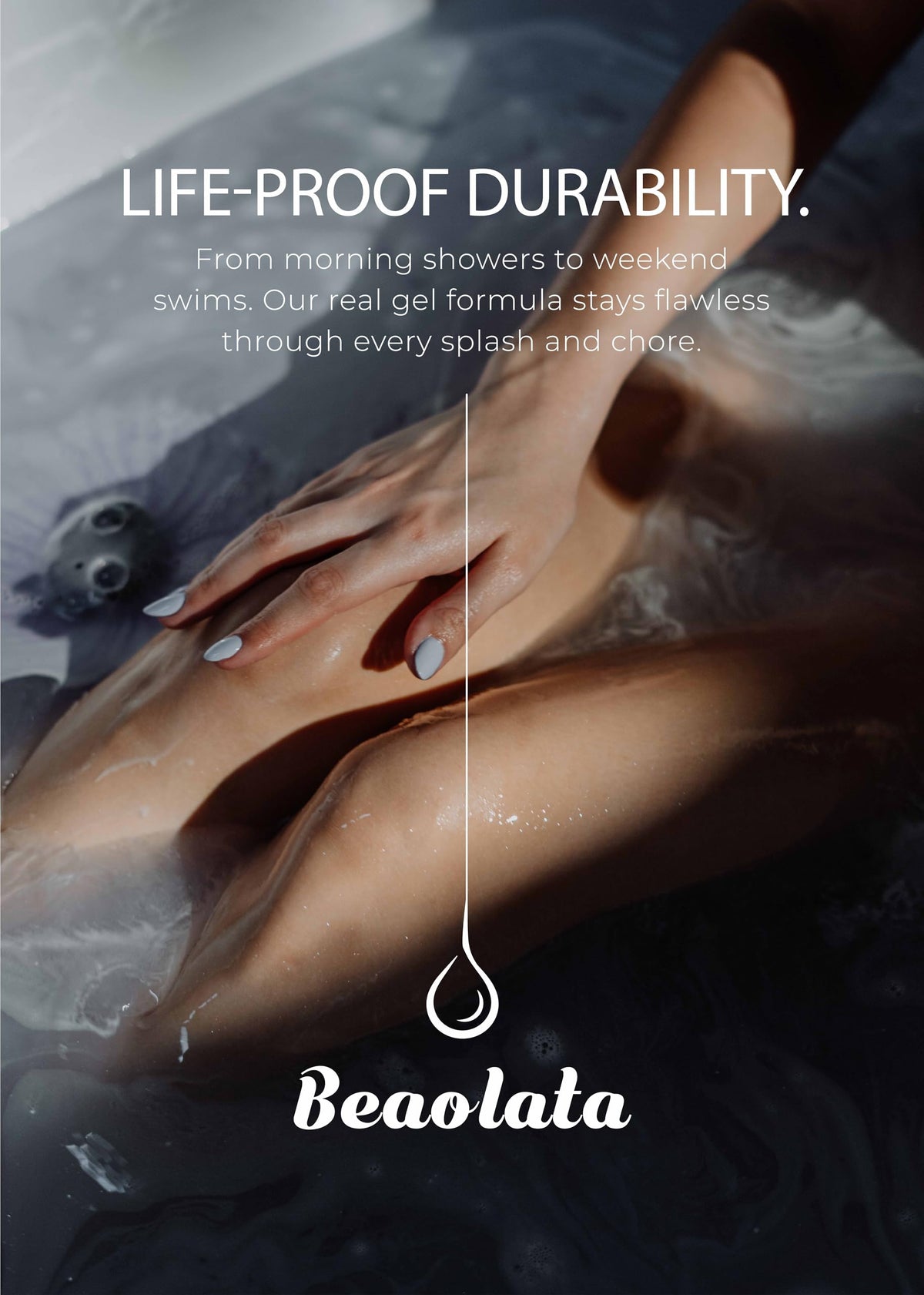 Beaolata nails worn on hands in lifestyle scene showing polished look and long-lasting wear benefit