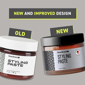 Beardbrand paste applied to beard demonstrating control and natural finish benefit