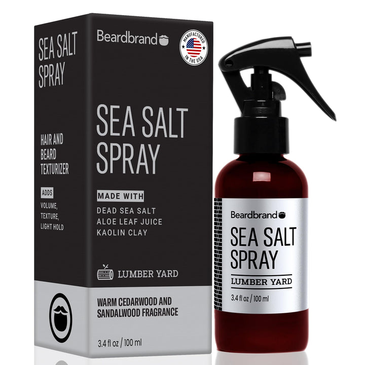 Beardbrand front bottle showing label and Lumber Yard scent for easy identification