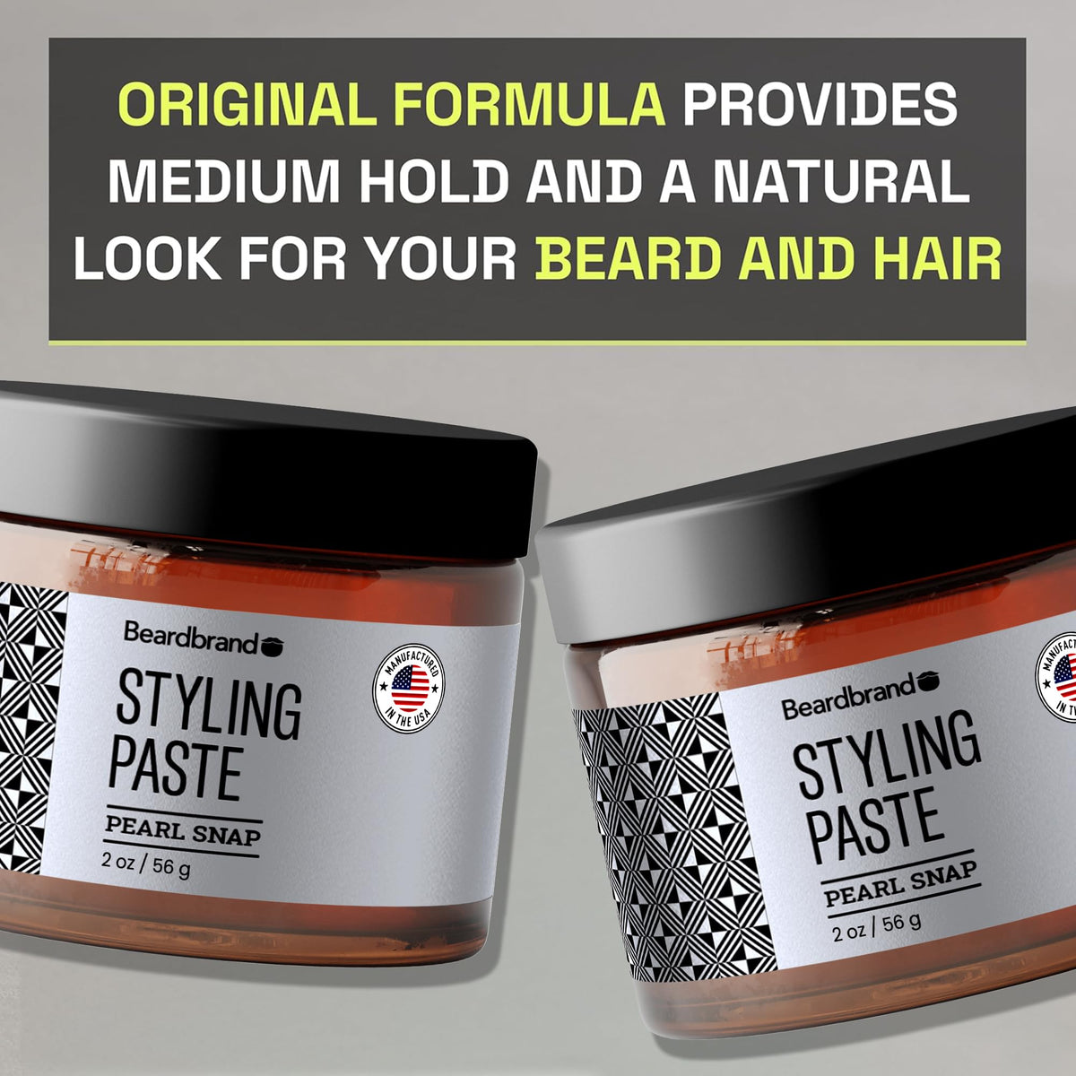 Beardbrand side label highlighting ingredients and 56g weight for informed buyers benefit