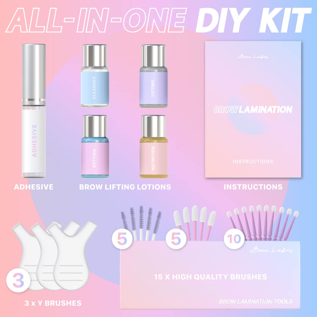 BEAU LASHES applicator brushes and tools neatly arranged for precise application