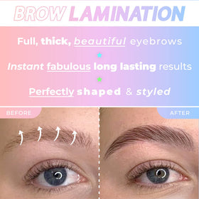 BEAU LASHES in-use lamination step applied to brow showing easy professional results