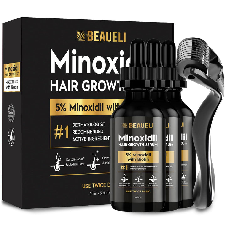 beaueli front packaging showing three bottles and benefits