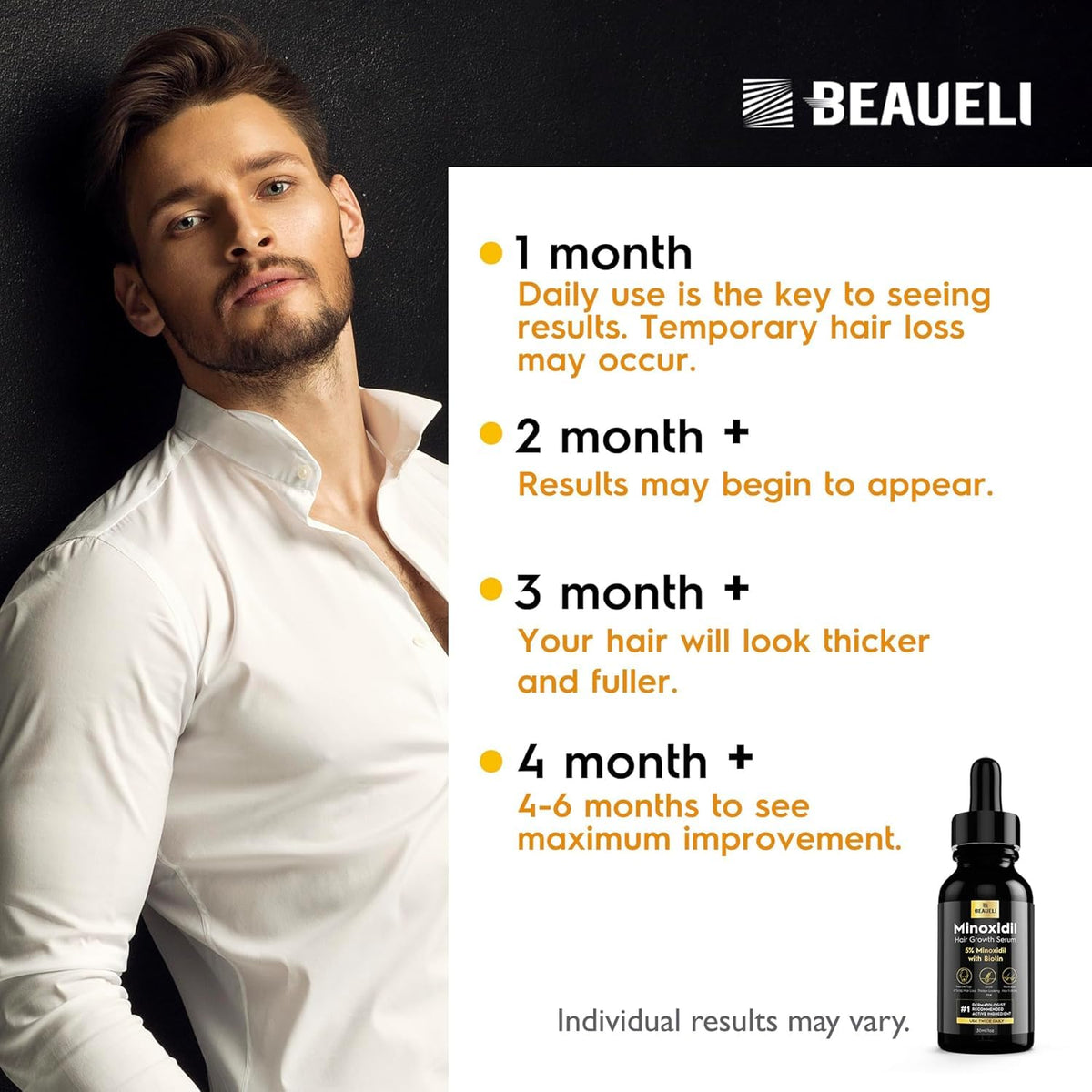 beaueli six-bottle pack display for extended treatment convenience