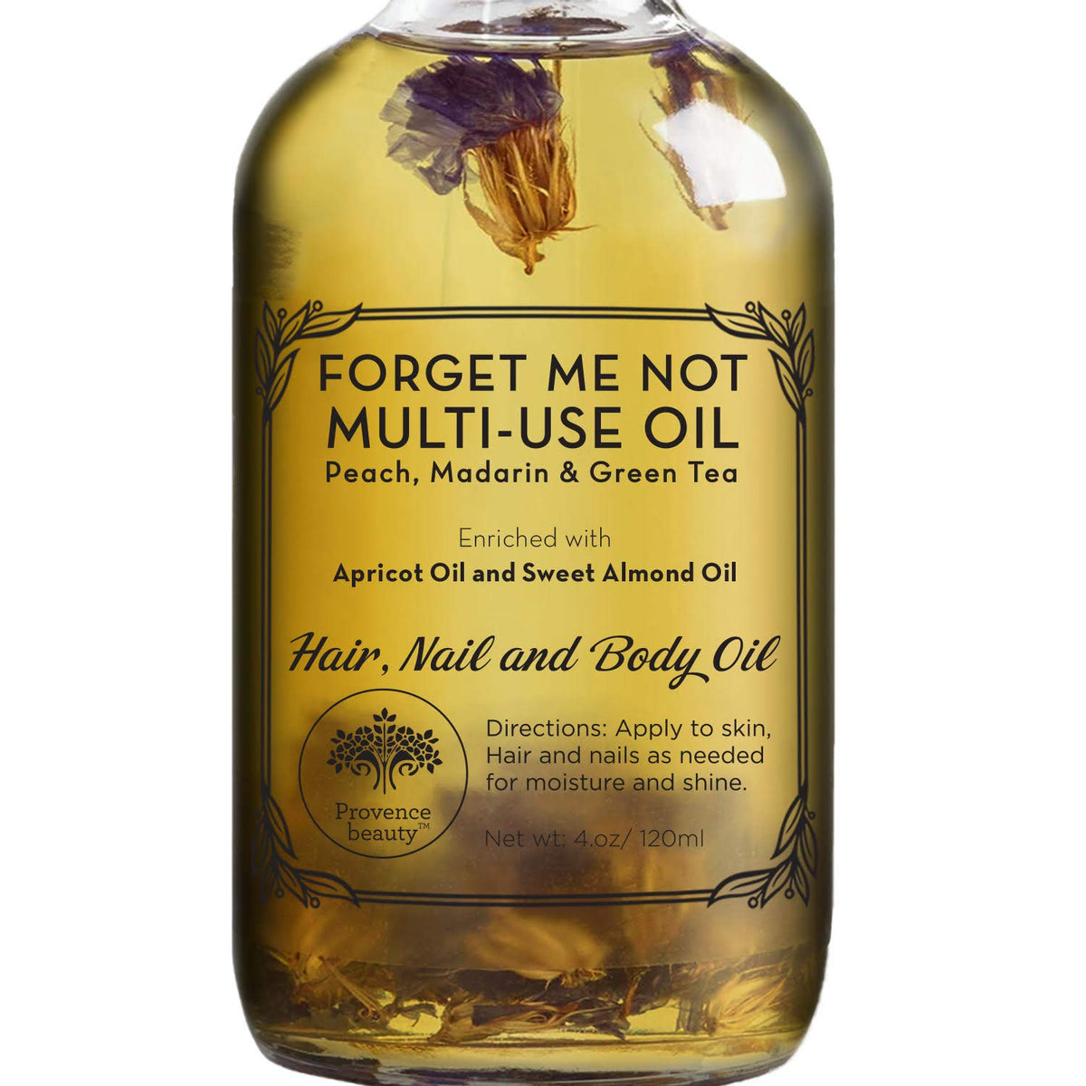 BEAUTE DE PROVENCE front bottle showing Forget Me Not scent and compact size benefit
