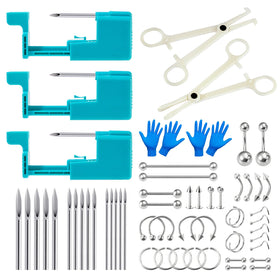 Beautidots front packaging showing the full 58-piece piercing kit and included items
