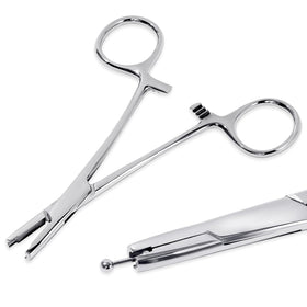 Beautidots front view of stainless steel grabber showing sleek profile and precise tip for safer handling