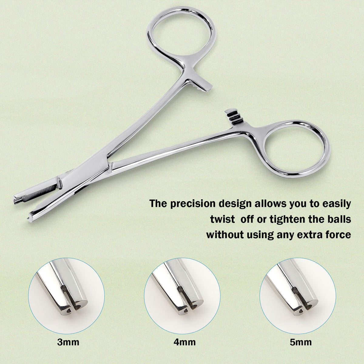 Beautidots tool placed beside 3mm, 4mm, 5mm balls to show size range and accurate fit