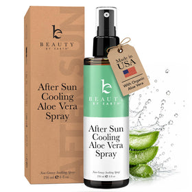 Beauty by Earth front packaging showing spray bottle and calming aloe benefits