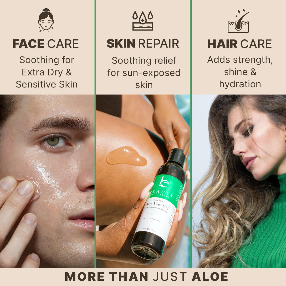 Beauty by Earth bottle next to common items showing product size